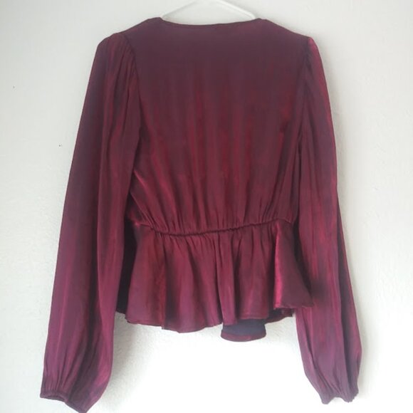 Peach wine metallic long sleeve women's size L blouse - Picture 4 of 13